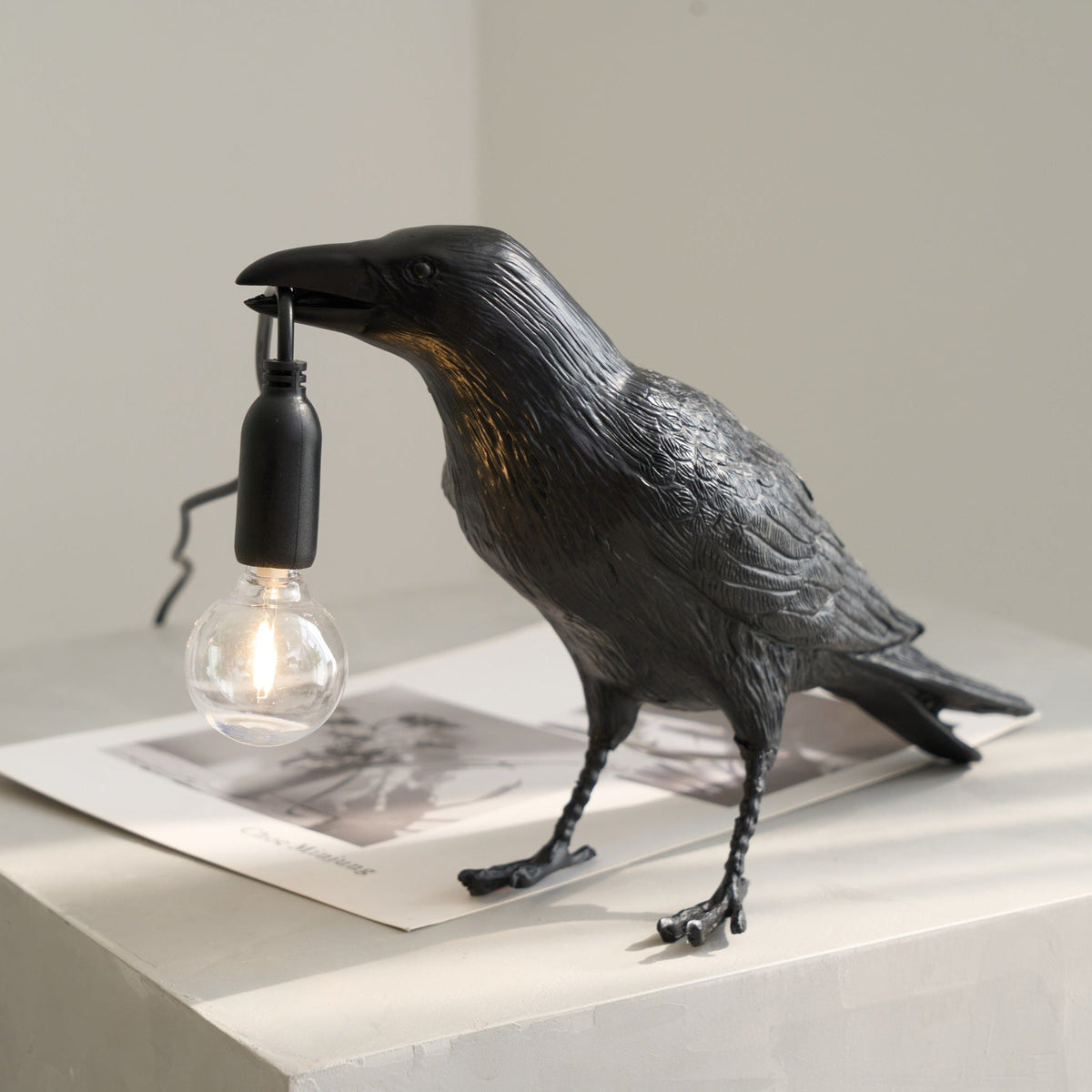 Resin Table Lamp with Raven Design-Lighting > Table Lamps-casanuva-casanuva