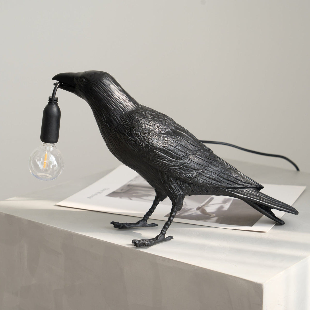 Resin Table Lamp with Raven Design-Lighting > Table Lamps-casanuva-casanuva