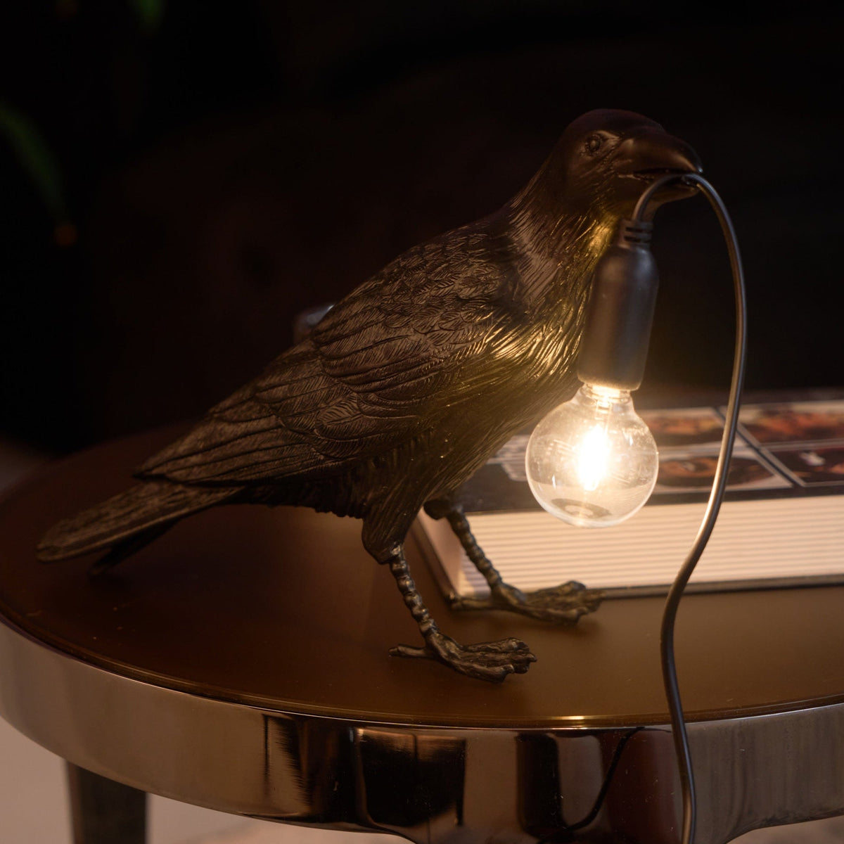 Resin Table Lamp with Raven Design-Lighting > Table Lamps-casanuva-casanuva