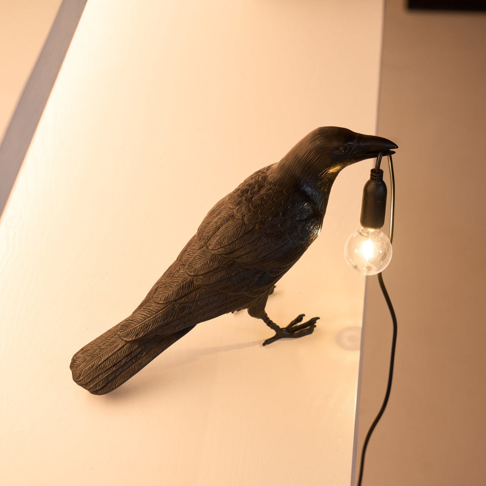 Resin Table Lamp with Raven Design-Lighting > Table Lamps-casanuva-casanuva