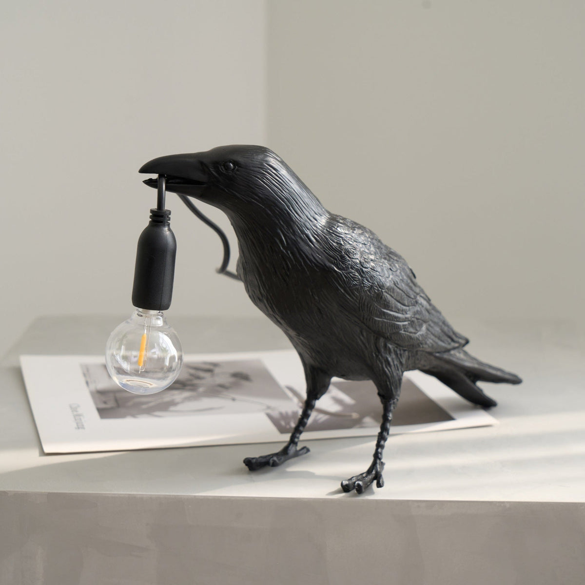 Resin Table Lamp with Raven Design-Lighting > Table Lamps-casanuva-casanuva
