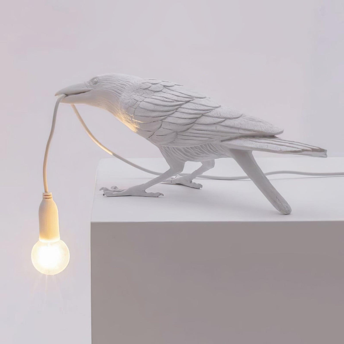 Resin Table Lamp with Raven Design-Lighting > Table Lamps-casanuva-33.5cmx10.5cm-White-US Plug-casanuva