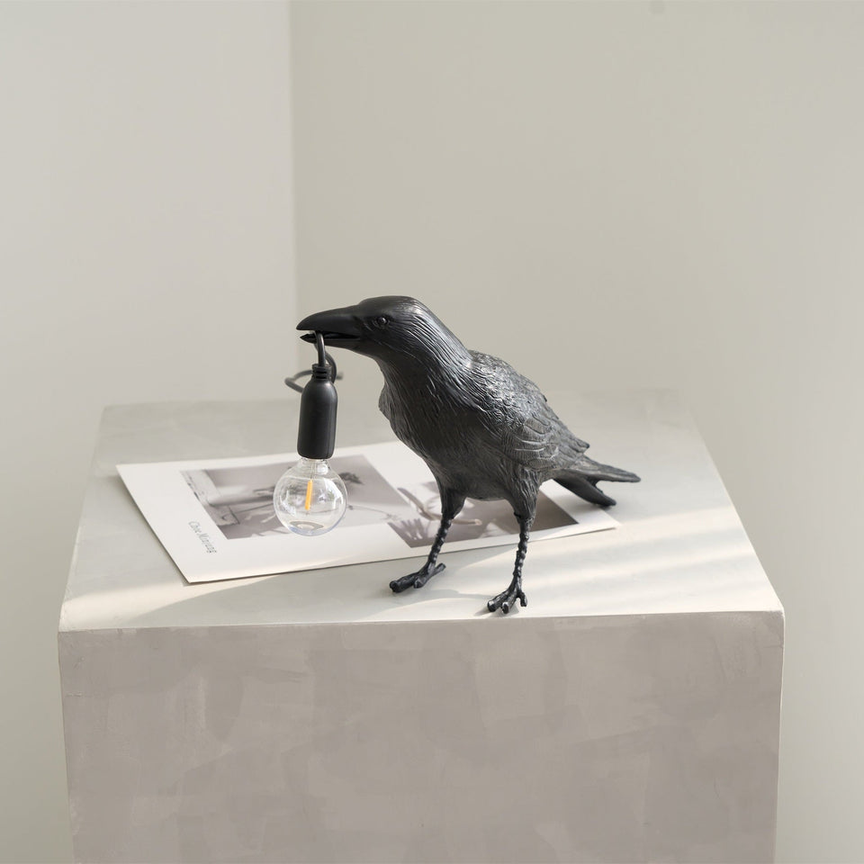 Resin Table Lamp with Raven Design-Lighting > Table Lamps-casanuva-casanuva