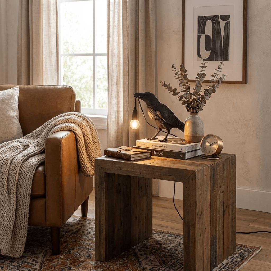 Resin Table Lamp with Raven Design-Lighting > Table Lamps-casanuva-casanuva