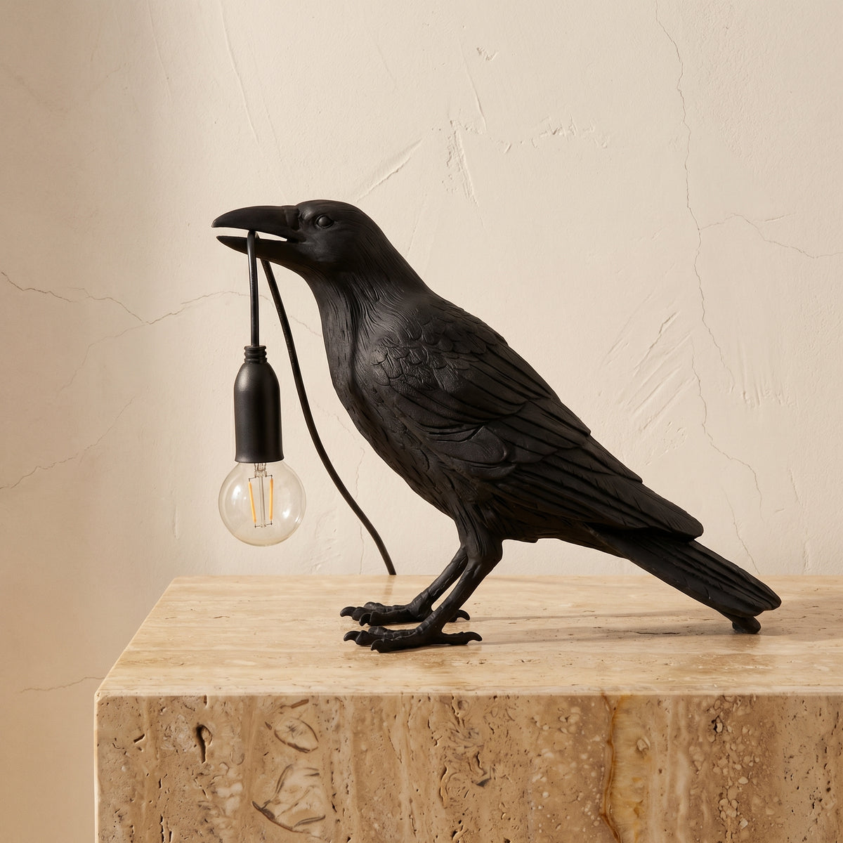 Resin Table Lamp with Raven Design-Lighting > Table Lamps-casanuva-casanuva
