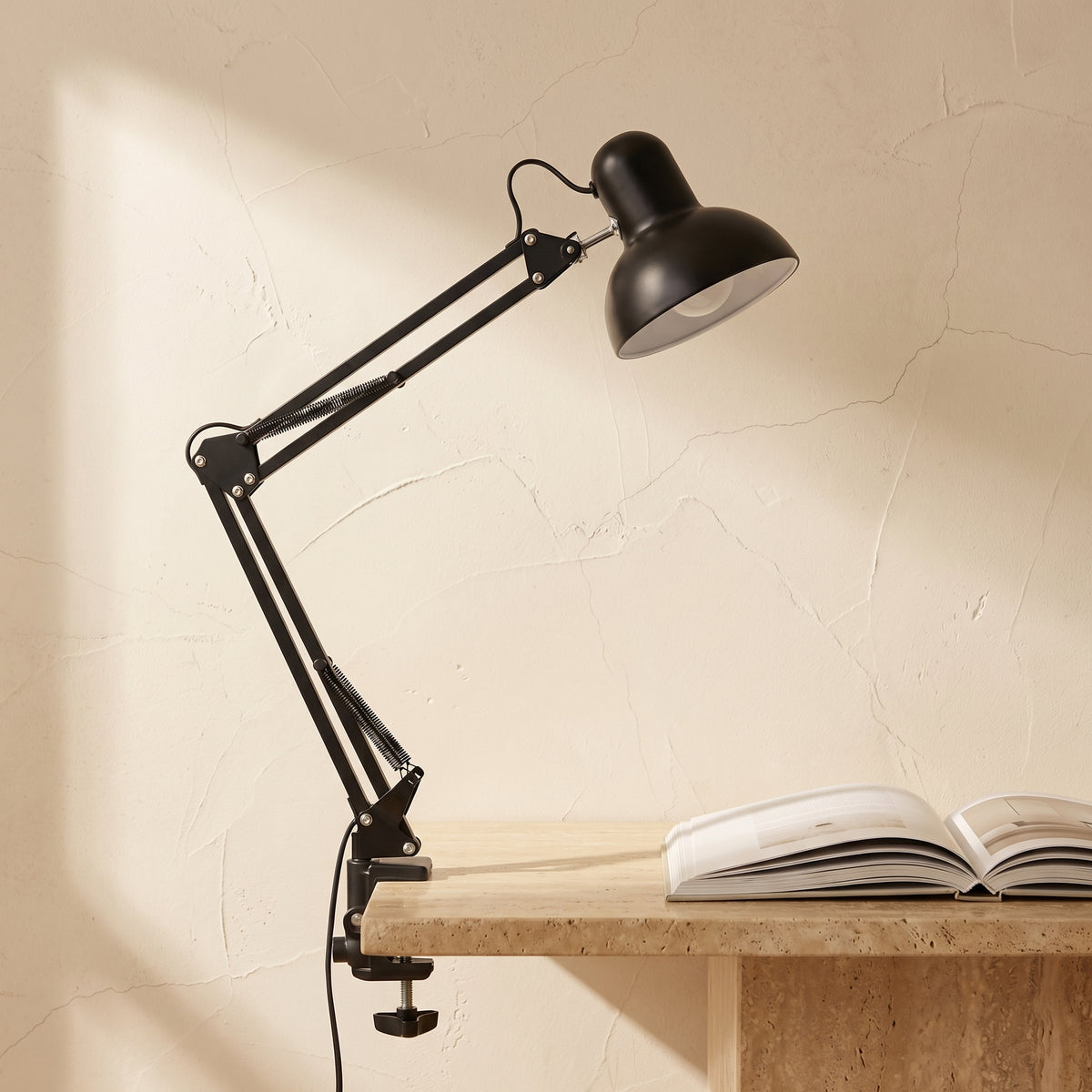 Retractable Long Arm Clip Table Lamp ABS 1-Light for Bedroom-Lighting > Table Lamps-casanuva-casanuva