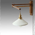 Retractable Walnut Wall Sconce with White Striped Glass Shade-Lighting > Wall Lights-casanuva-casanuva
