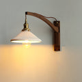 Retractable Walnut Wall Sconce with White Striped Glass Shade-Lighting > Wall Lights-casanuva-Walnut-B - Fish Rod-Hardwired - 100V-120V-casanuva