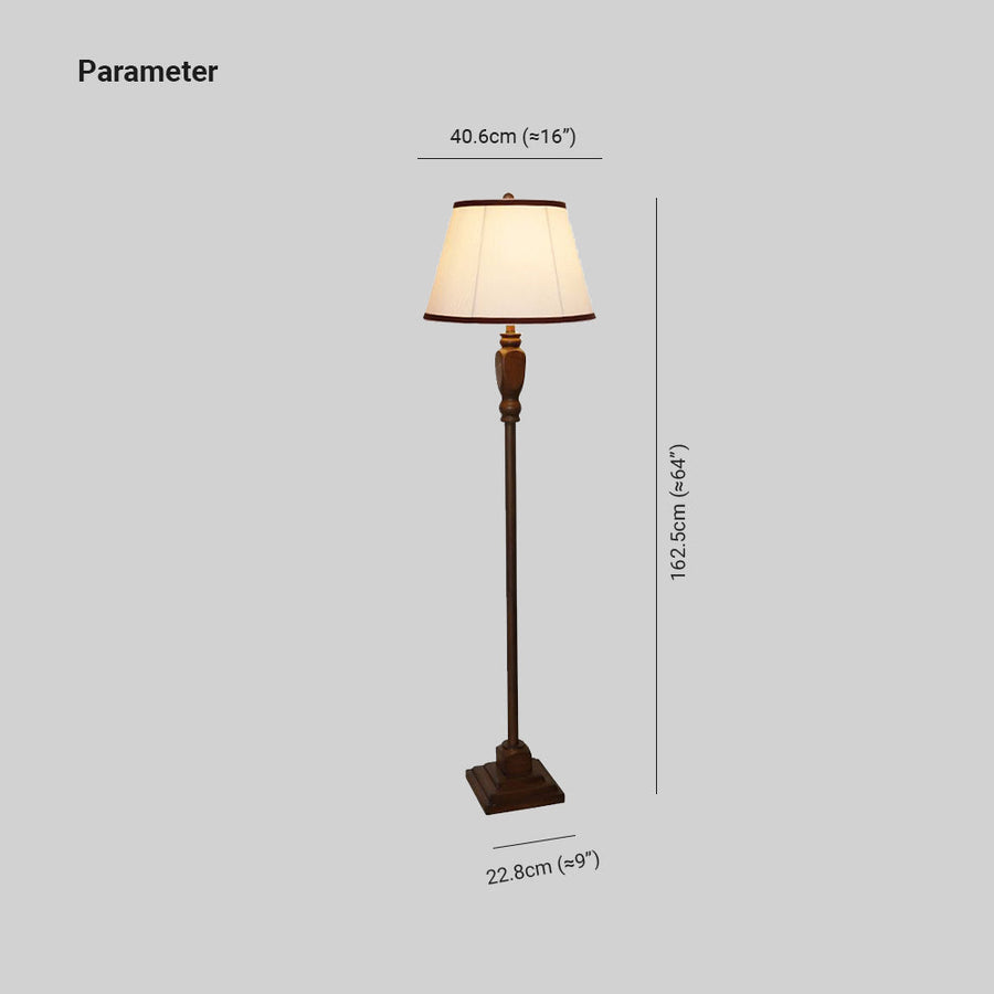 Retro Drum Floor Lamp Beige Khaki Fabric Shade Metal Base-Lighting > Floor Lamps-casanuva-casanuva