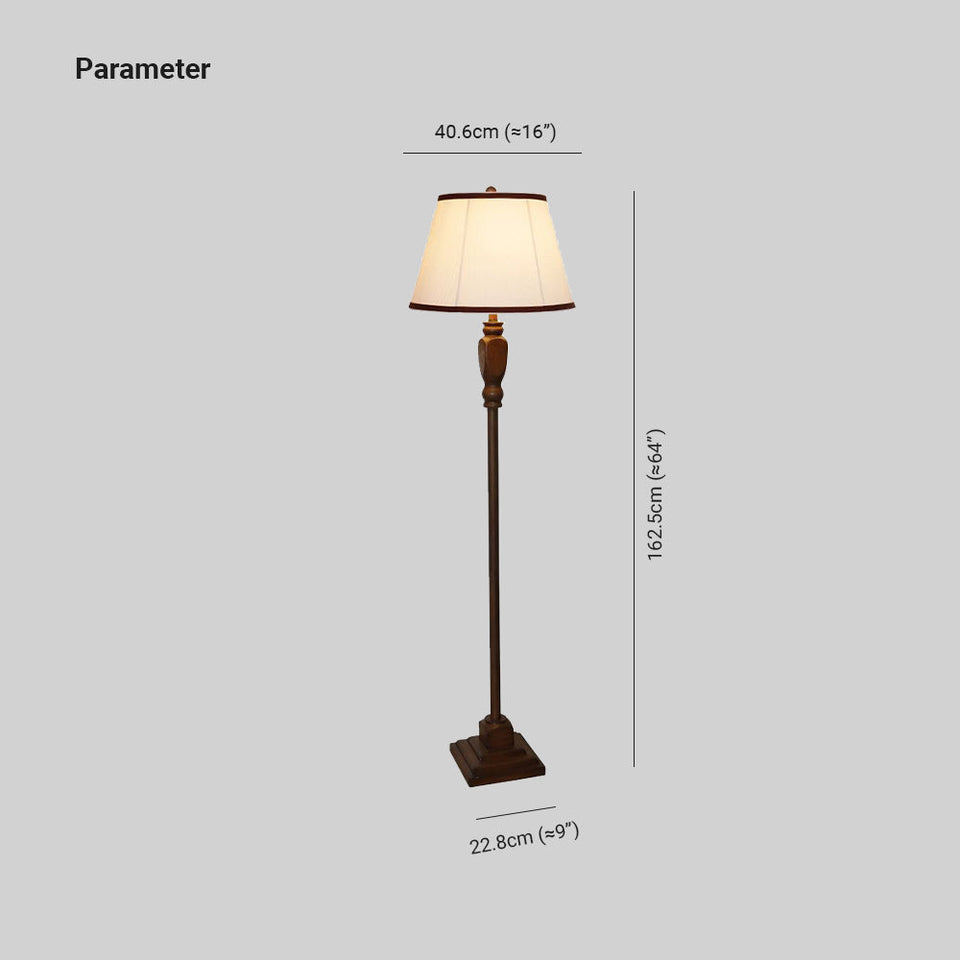 Retro Drum Floor Lamp Beige Khaki Fabric Shade Metal Base-Lighting > Floor Lamps-casanuva-casanuva