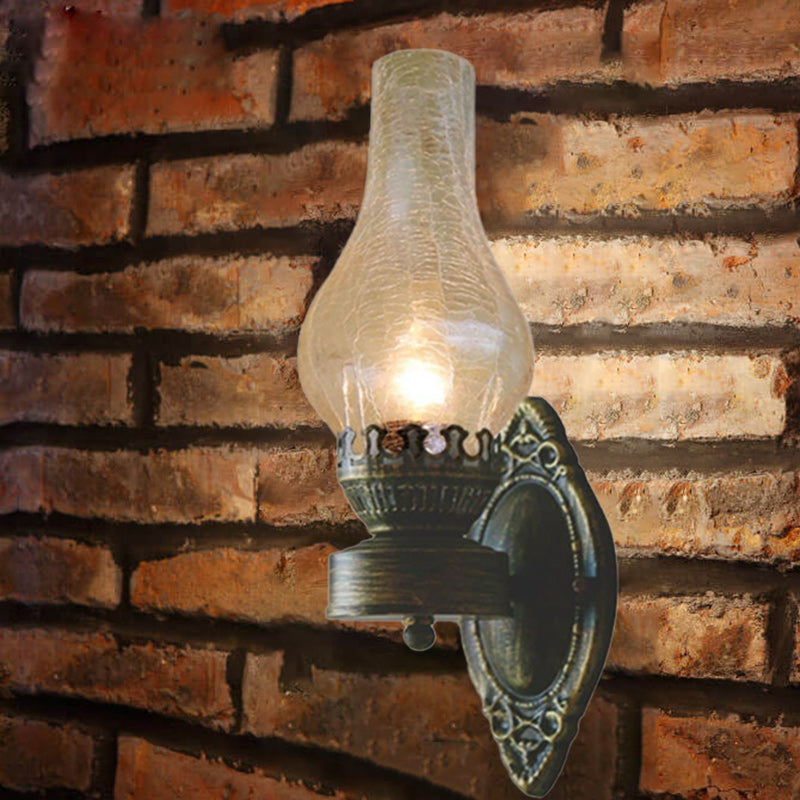 Retro Kerosene Wall Sconce Lamp 1-Light Design-Lighting > Wall Lights-casanuva-Clear Crackle Glass Shade-100V-120V-casanuva