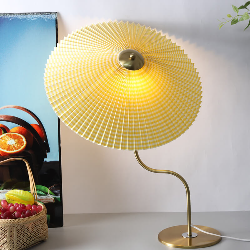 Retro Pleated Umbrella Table Lamp 1-Light Decorative Accent-Lighting > Table Lamps-casanuva-casanuva
