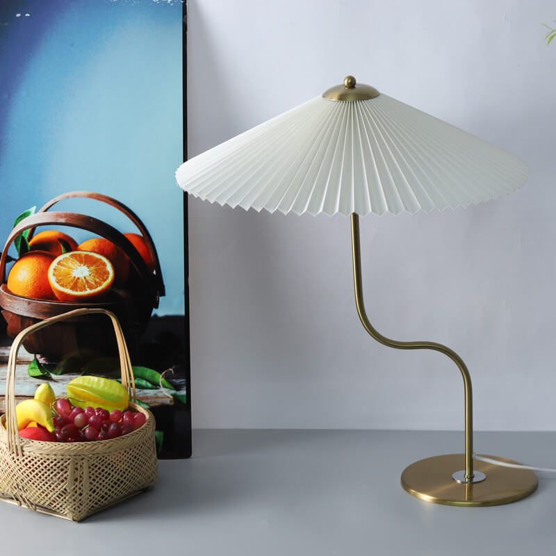 Retro Pleated Umbrella Table Lamp 1-Light Decorative Accent-Lighting > Table Lamps-casanuva-casanuva
