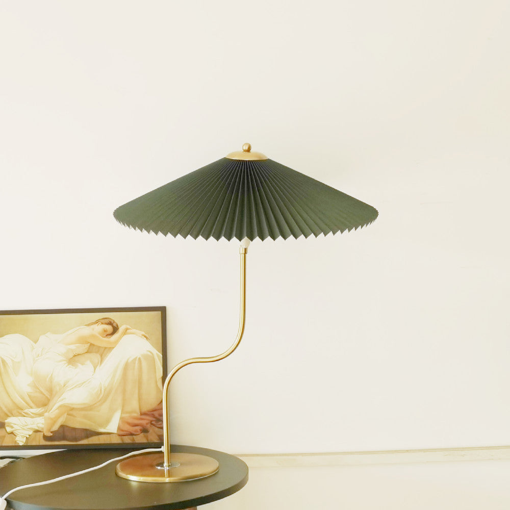 Retro Pleated Umbrella Table Lamp 1-Light Decorative Accent-Lighting > Table Lamps-casanuva-Dark Green-Push Button (Bulb Chan...-100V-120V-casanuva