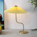Retro Pleated Umbrella Table Lamp 1-Light Decorative Accent-Lighting > Table Lamps-casanuva-Yellow plaid-Push Button (Bulb Chan...-100V-120V-casanuva