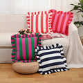 Retro Striped Ruffle Cushion Cover-Covers & Textiles > Cushion Covers-casanuva-casanuva