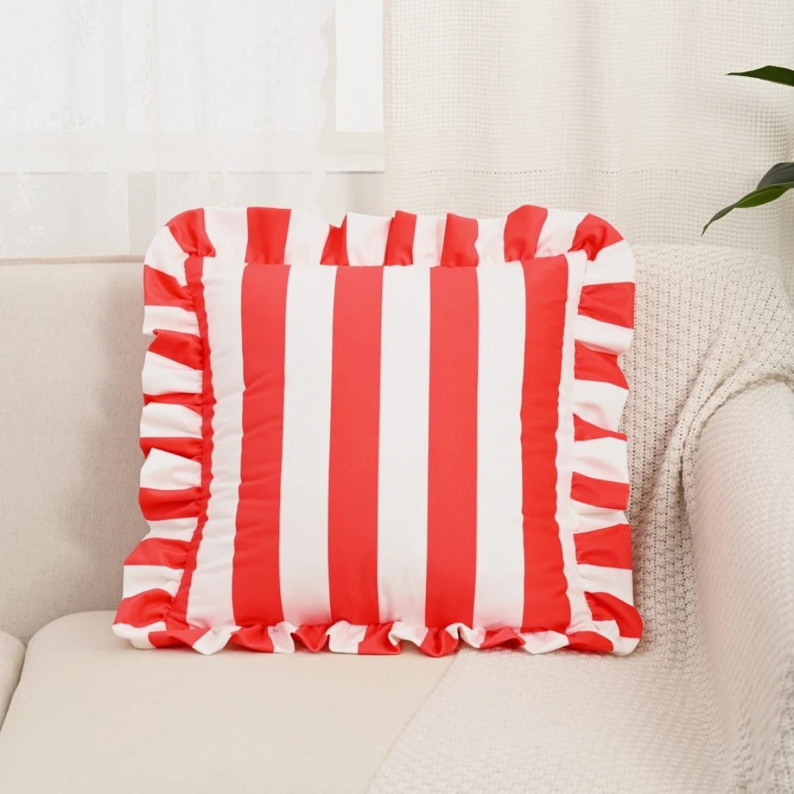 Retro Striped Ruffle Cushion Cover-Covers & Textiles > Cushion Covers-casanuva-Candy Twist-casanuva