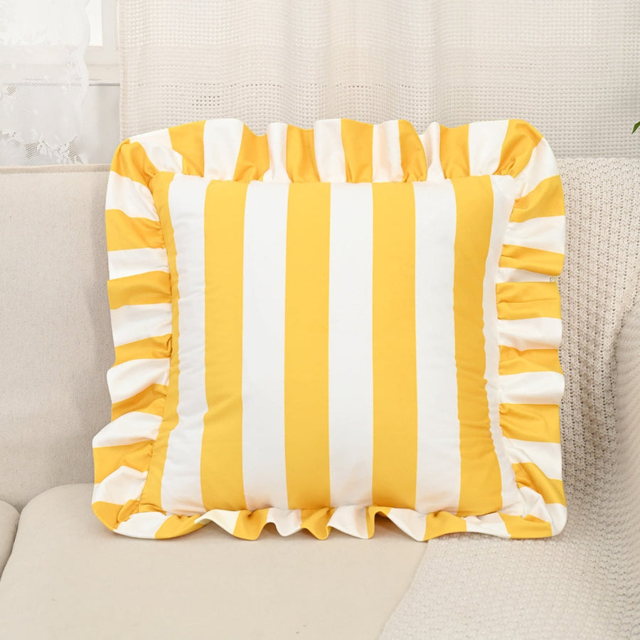 Retro Striped Ruffle Cushion Cover-Covers & Textiles > Cushion Covers-casanuva-Rose Ruffle-casanuva
