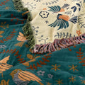 Reversible Cotton Scandinavian Bird Blanket-Bedding & Bath > Blankets-casanuva-casanuva