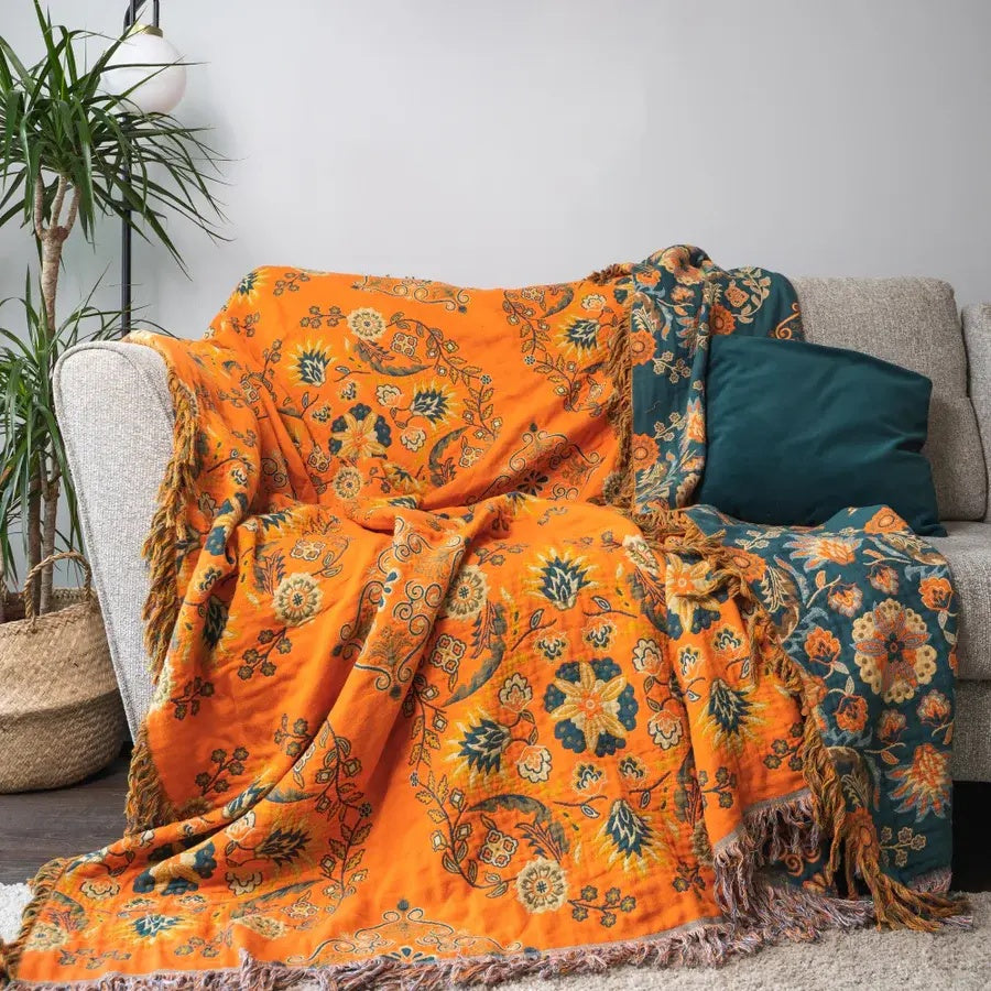 Reversible Marigold Throw Blanket-Bedding & Bath > Blankets-casanuva-casanuva