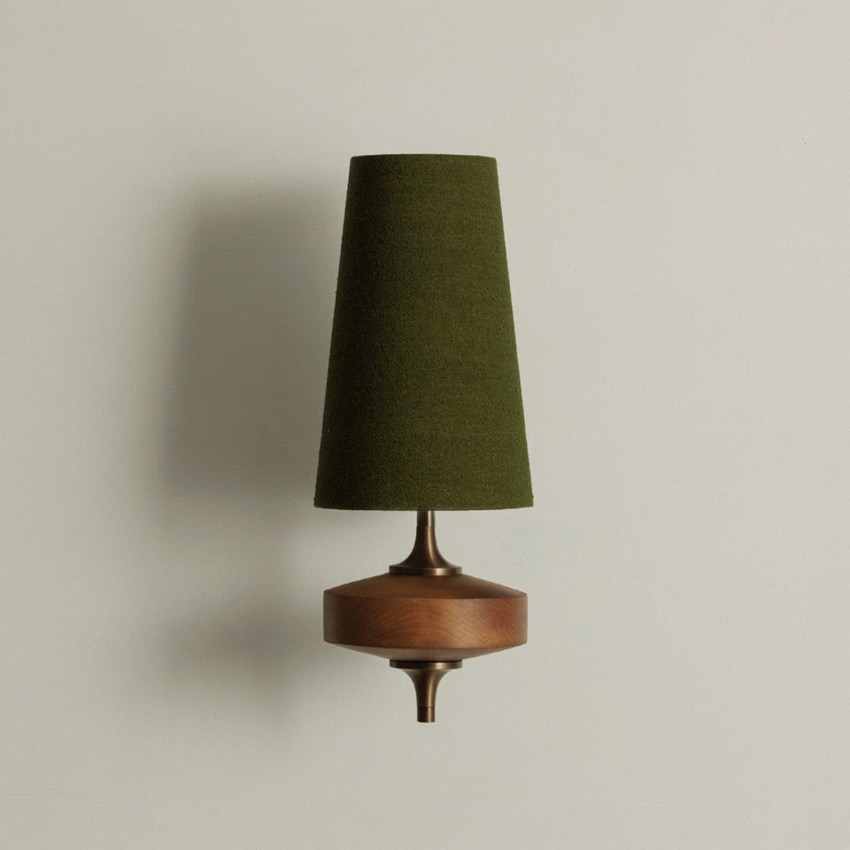 Rho Wall Lamp LED-Lighting > Wall Lights-casanuva-1 head 1 head 15cmx22cmx3-Walnut color & Green-casanuva