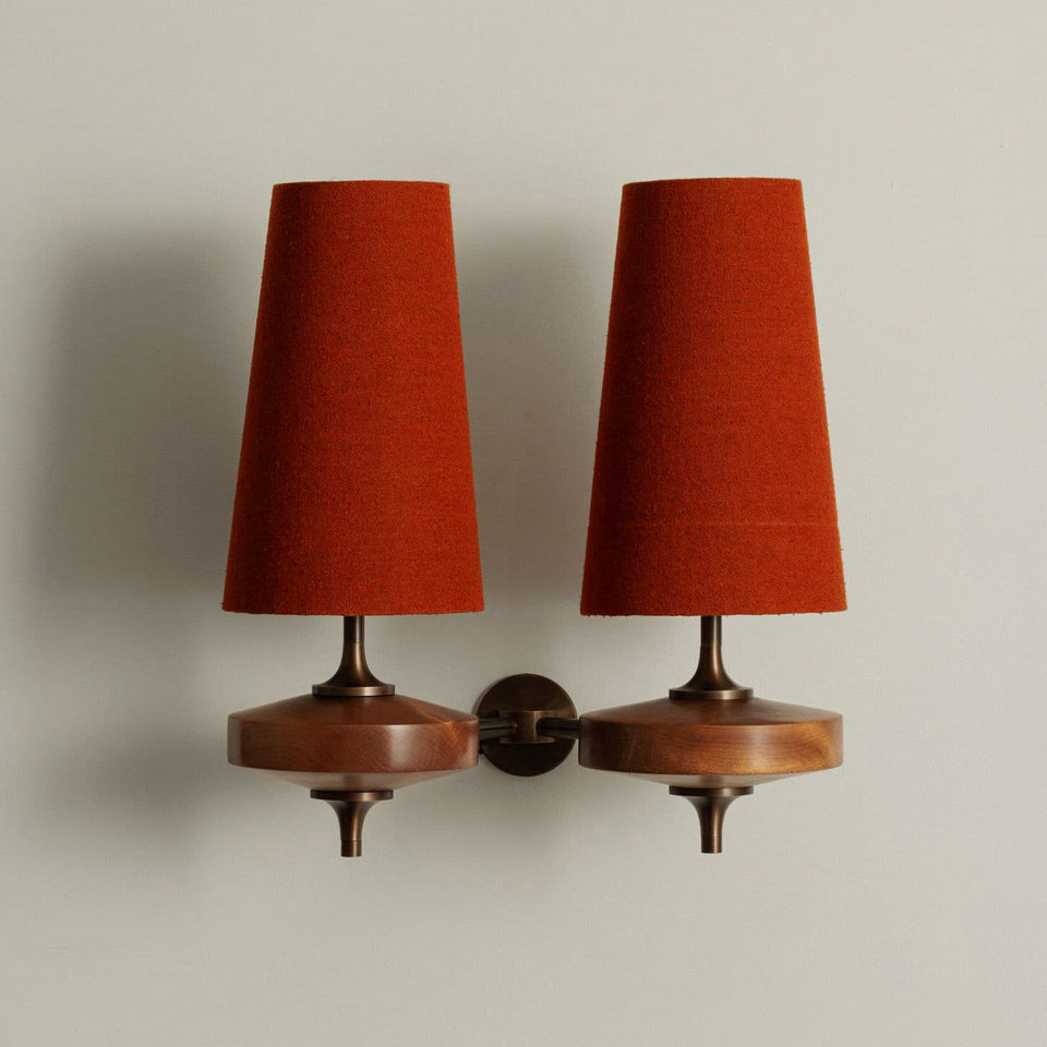 Rho Wall Lamp LED-Lighting > Wall Lights-casanuva-2 heads 2 heads 34cmx22cm-Walnut color & Red-casanuva