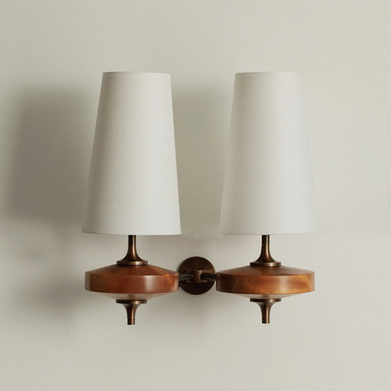 Rho Wall Lamp LED-Lighting > Wall Lights-casanuva-2 heads 2 heads 34cmx22cm-Walnut color & White-casanuva