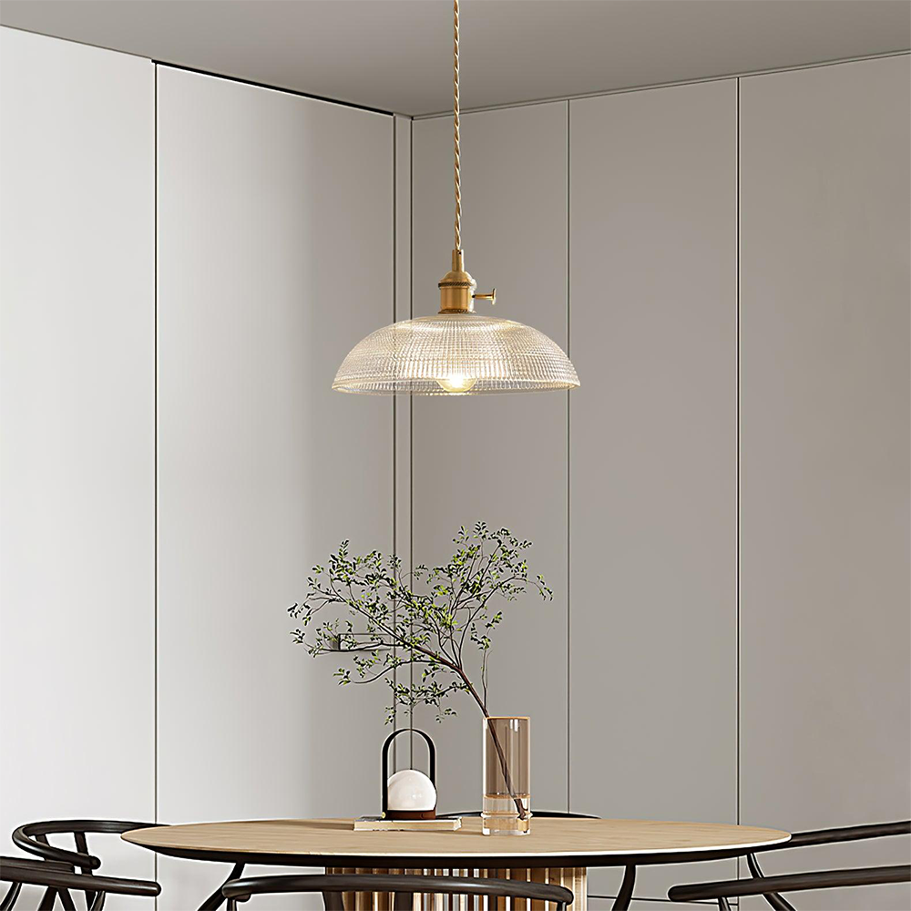 Ribbed Glass Pendant Light Vintage Design-Lighting > Pendant Lights-casanuva-casanuva