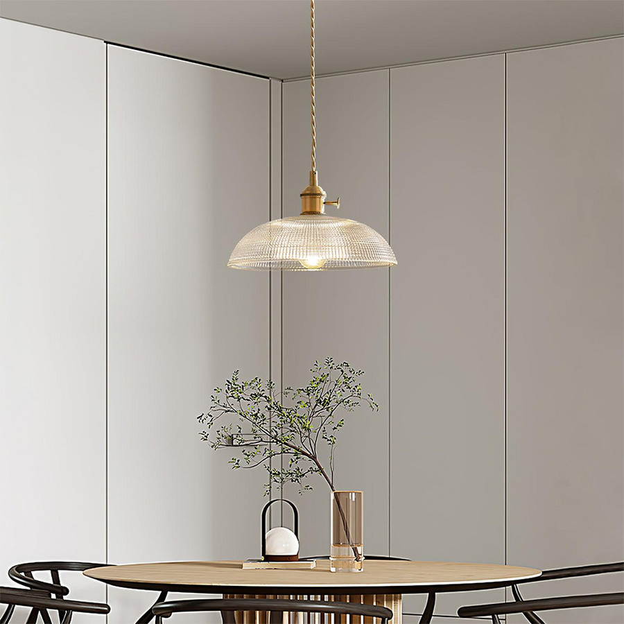 Ribbed Glass Pendant Light Vintage Design-Lighting > Pendant Lights-casanuva-casanuva