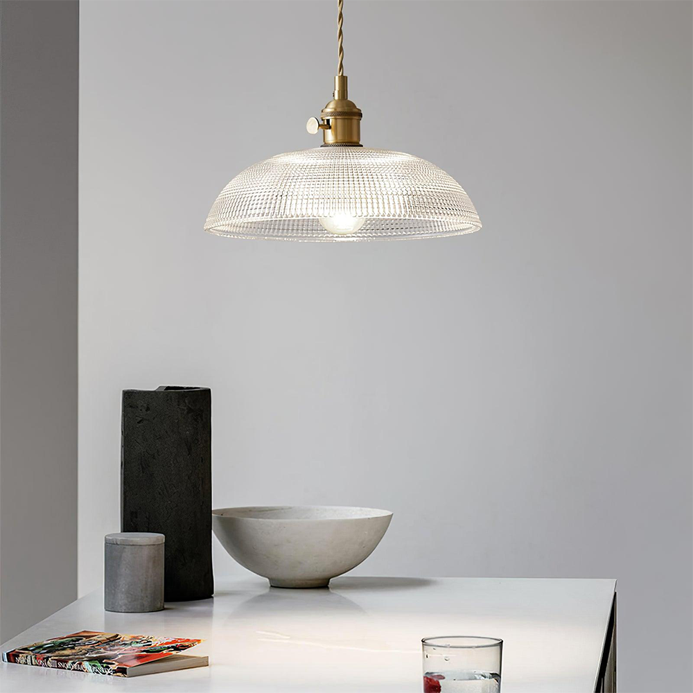 Ribbed Glass Pendant Light Vintage Design-Lighting > Pendant Lights-casanuva-casanuva