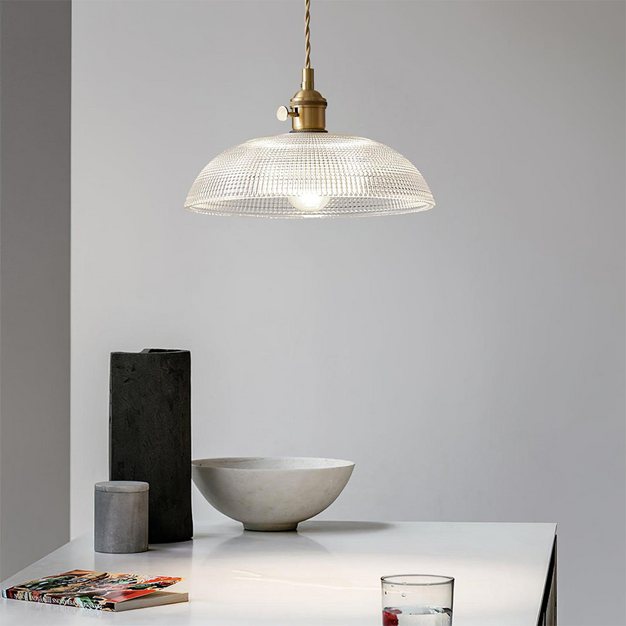 Ribbed Glass Pendant Light Vintage Design-Lighting > Pendant Lights-casanuva-casanuva