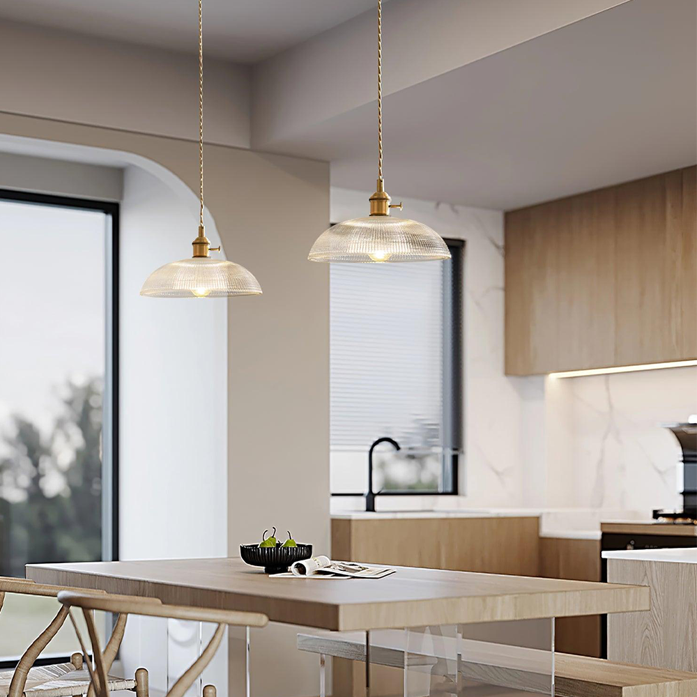 Ribbed Glass Pendant Light Vintage Design-Lighting > Pendant Lights-casanuva-casanuva