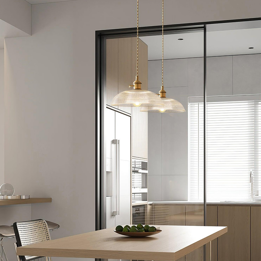 Ribbed Glass Pendant Light Vintage Design-Lighting > Pendant Lights-casanuva-casanuva