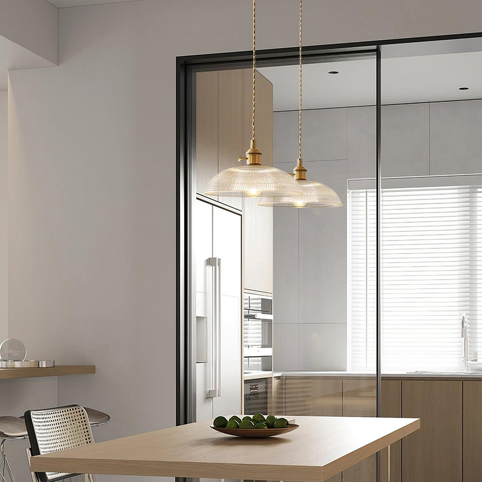 Ribbed Glass Pendant Light Vintage Design-Lighting > Pendant Lights-casanuva-casanuva