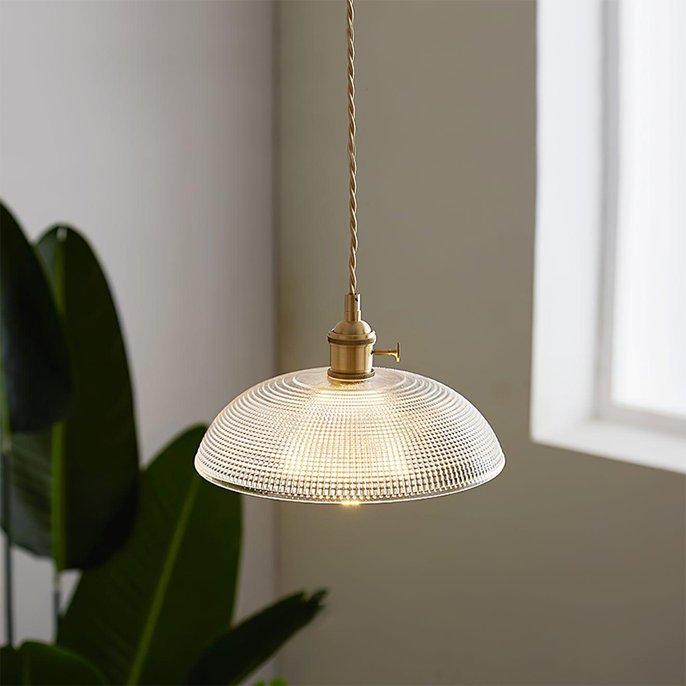 Ribbed Glass Pendant Light Vintage Design-Lighting > Pendant Lights-casanuva-D25x H7cm-Clear-casanuva