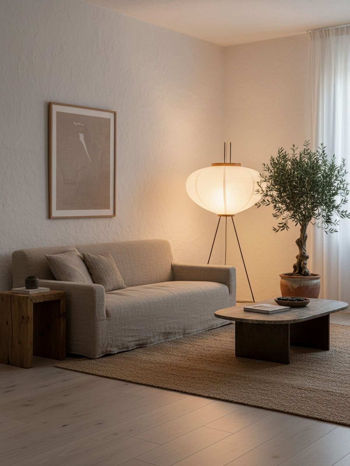 Rice Paper Floor Lamp with Soft Glow Lighting-Lighting > Floor Lamps-casanuva-casanuva
