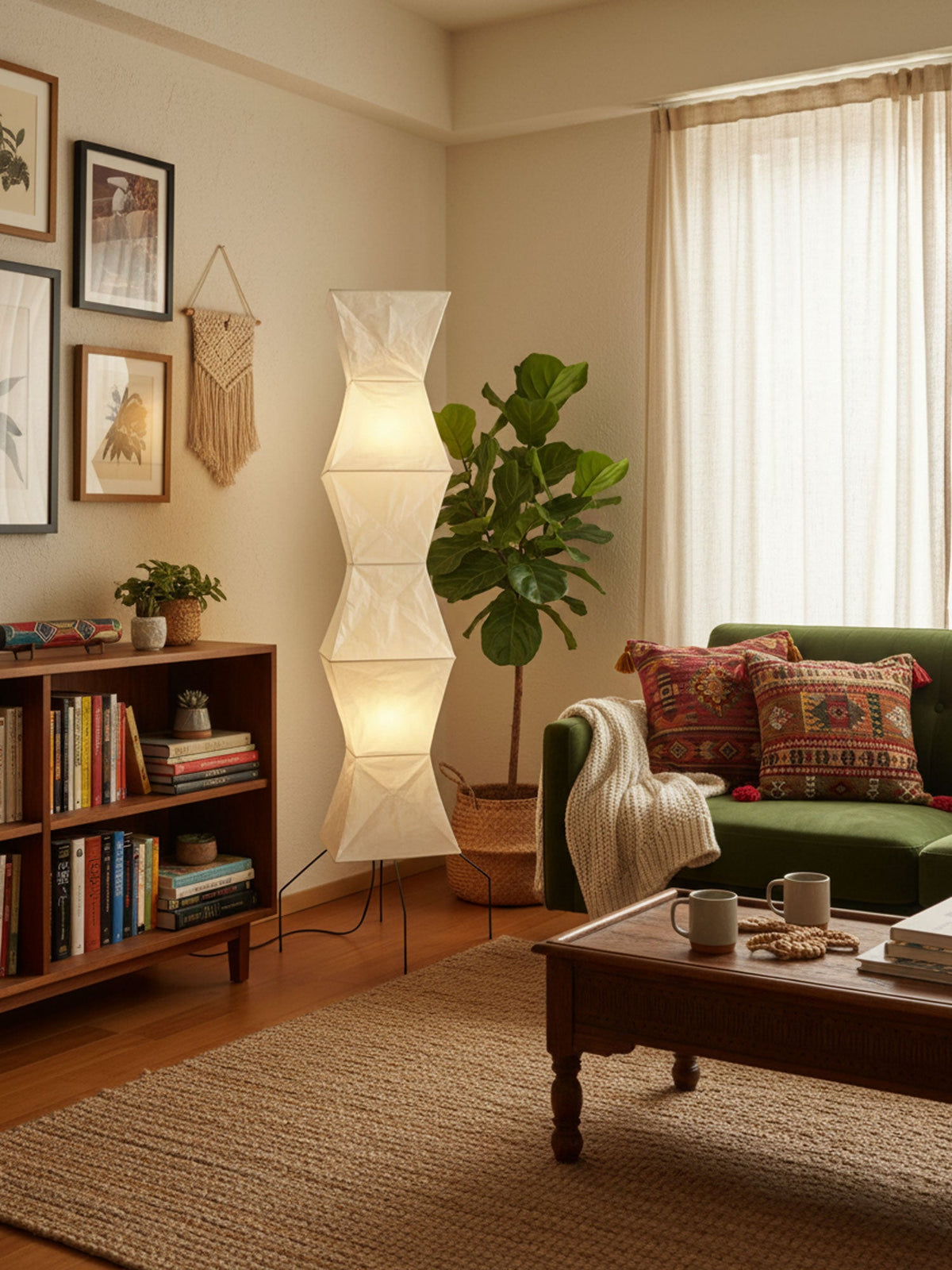 Rice Paper Floor Lamp with Soft Glow Lighting-Lighting > Floor Lamps-casanuva-casanuva
