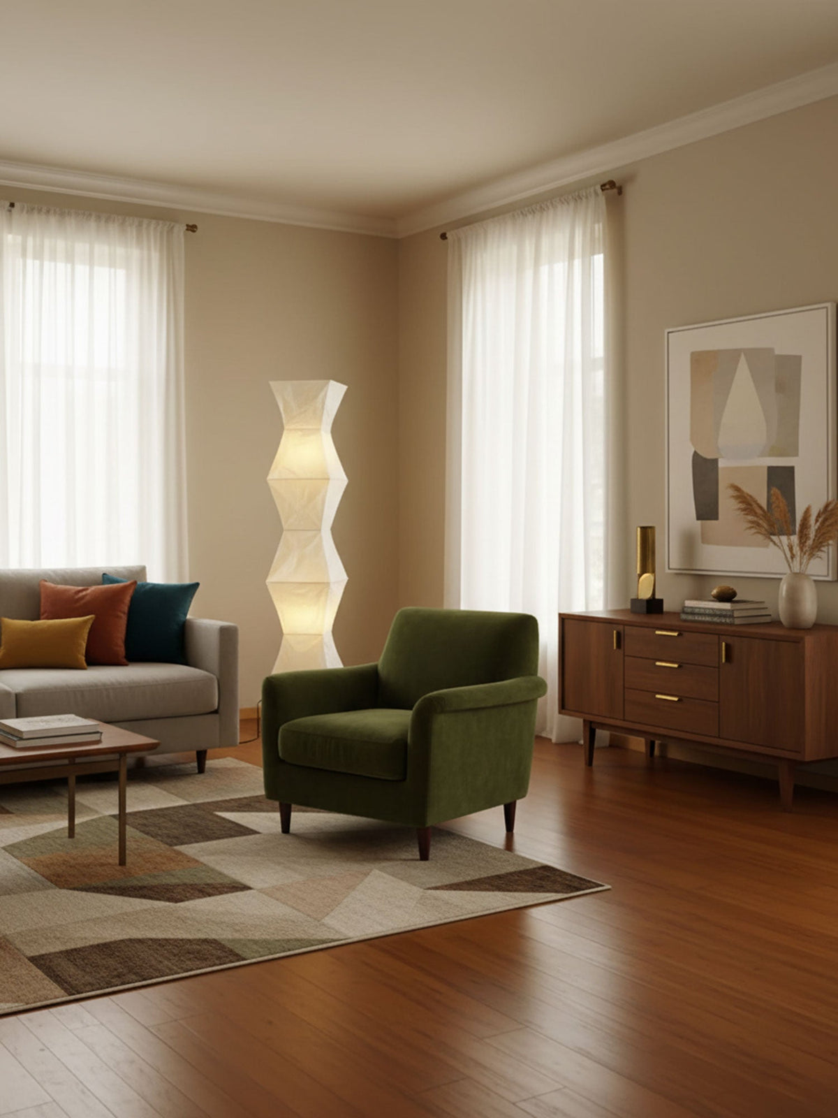 Rice Paper Floor Lamp with Soft Glow Lighting-Lighting > Floor Lamps-casanuva-casanuva