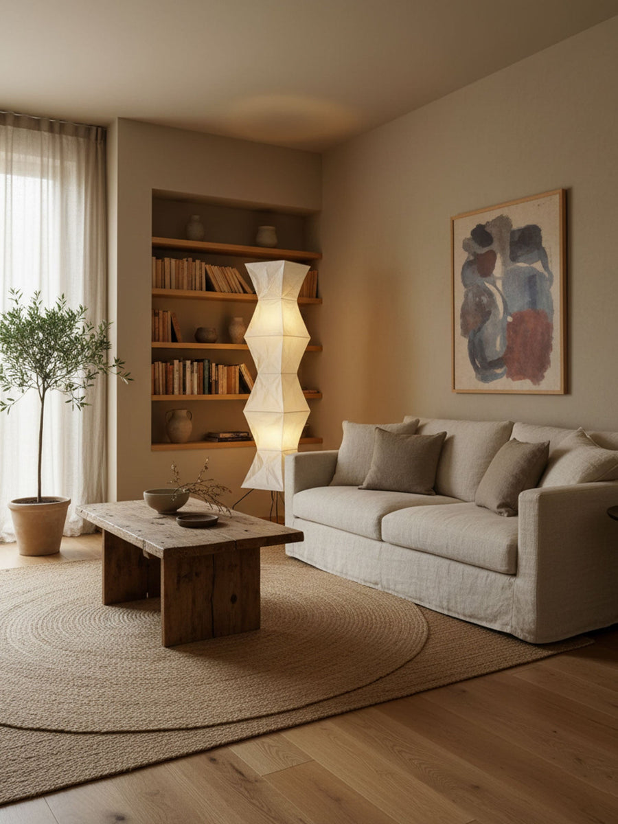 Rice Paper Floor Lamp with Soft Glow Lighting-Lighting > Floor Lamps-casanuva-casanuva