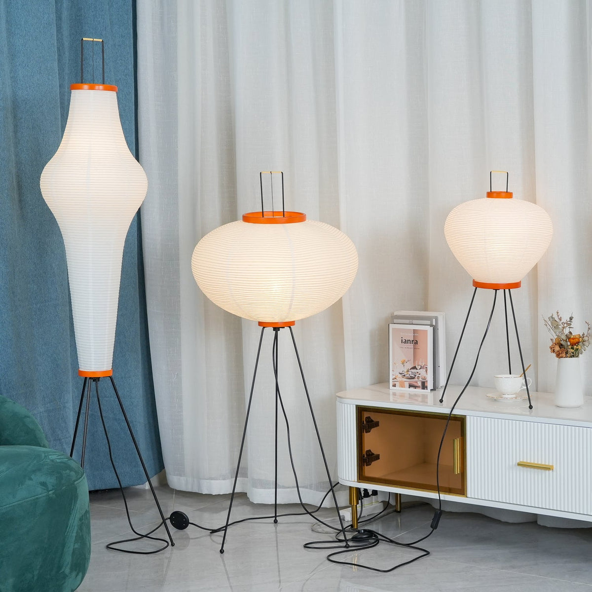 Rice Paper Floor Lamp with Soft Glow Lighting-Lighting > Floor Lamps-casanuva-casanuva