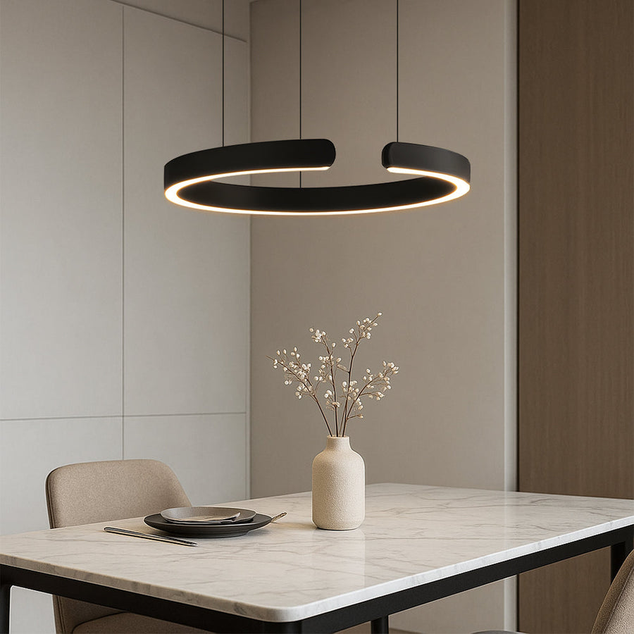 Ring Pendant Light with Adjustable Height-Lighting > Pendant Lights-casanuva-40cm-Black-casanuva
