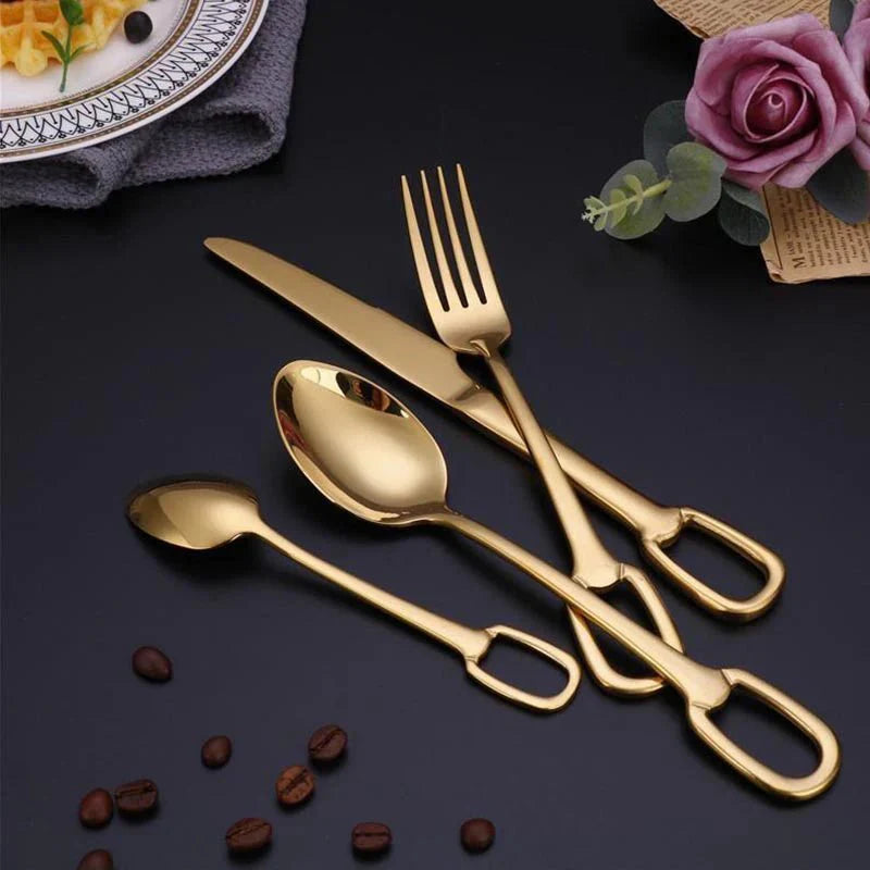Ringlet Flatware Set 18/10 Stainless Steel with Ring Handle-Kitchen & Dining > Cutlery-casanuva-casanuva