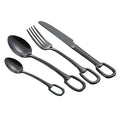 Ringlet Flatware Set 18/10 Stainless Steel with Ring Handle-Kitchen & Dining > Cutlery-casanuva-24 Pieces Set-Black-casanuva