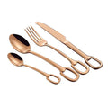 Ringlet Flatware Set 18/10 Stainless Steel with Ring Handle-Kitchen & Dining > Cutlery-casanuva-24 Pieces Set-Rose-casanuva