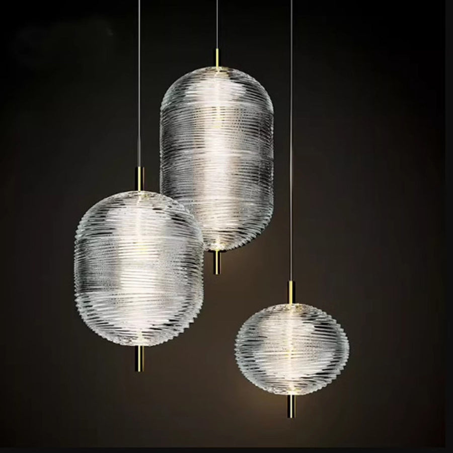 Ripple Pattern Glass LED Pendant Light-Lighting > Pendant Lights-casanuva-casanuva