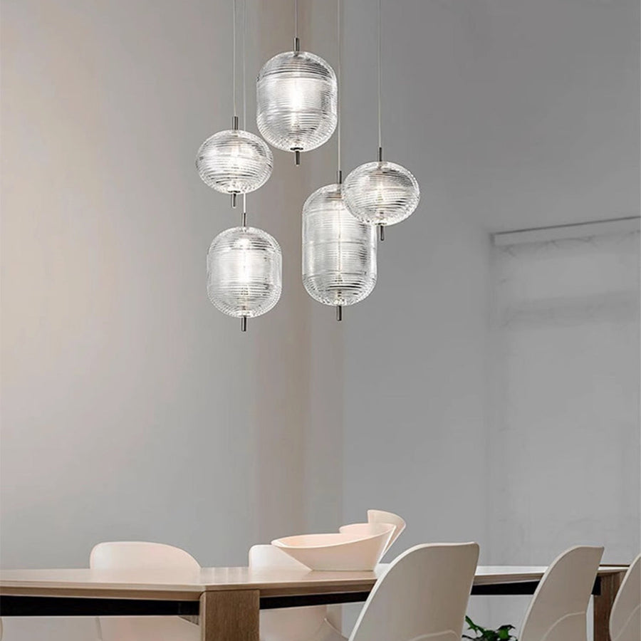 Ripple Pattern Glass LED Pendant Light-Lighting > Pendant Lights-casanuva-Black-D15*H17cm-White Light-casanuva