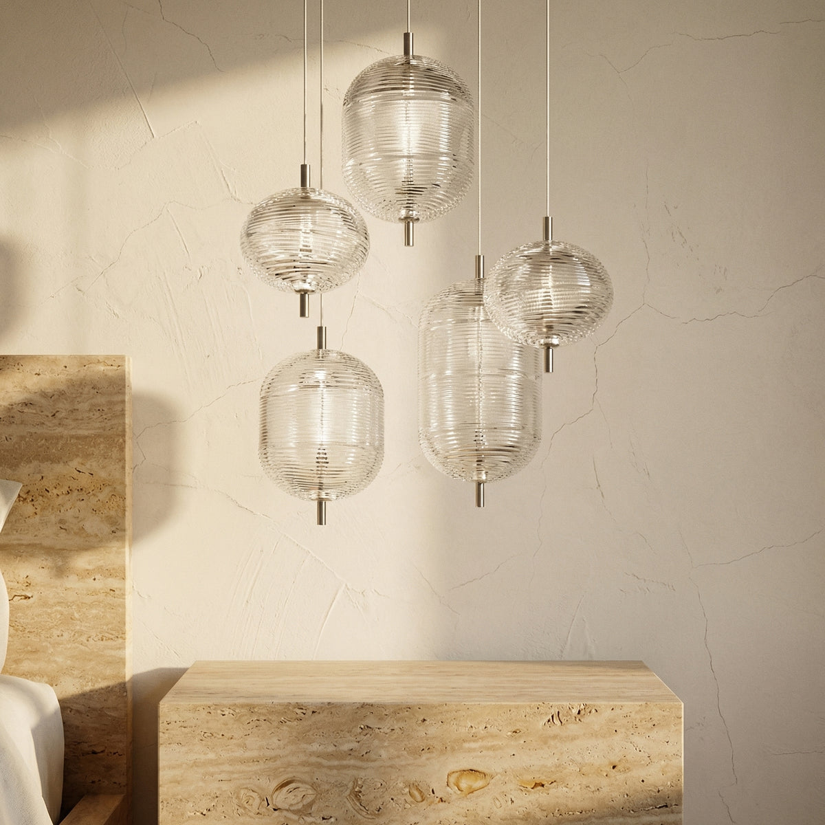Ripple Pattern Glass LED Pendant Light-Lighting > Pendant Lights-casanuva-casanuva