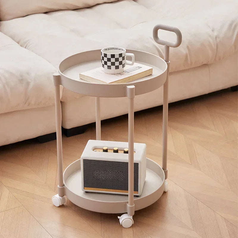 Rolling Side Table with Two Layers and Handle-Furniture > Side Tables-casanuva-casanuva