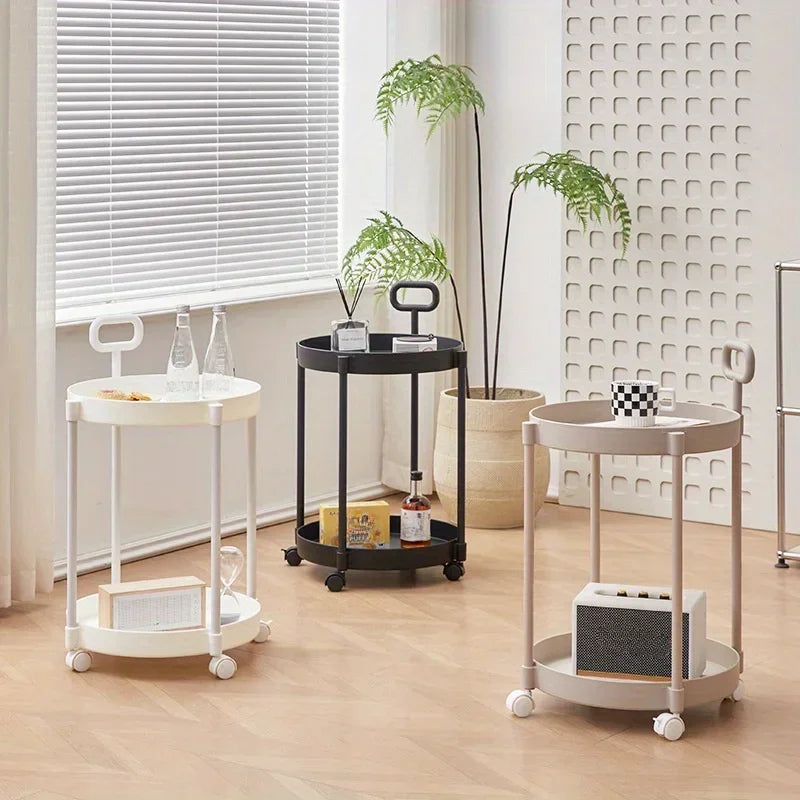 Rolling Side Table with Two Layers and Handle-Furniture > Side Tables-casanuva-casanuva
