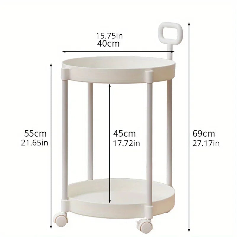 Rolling Side Table with Two Layers and Handle-Furniture > Side Tables-casanuva-casanuva